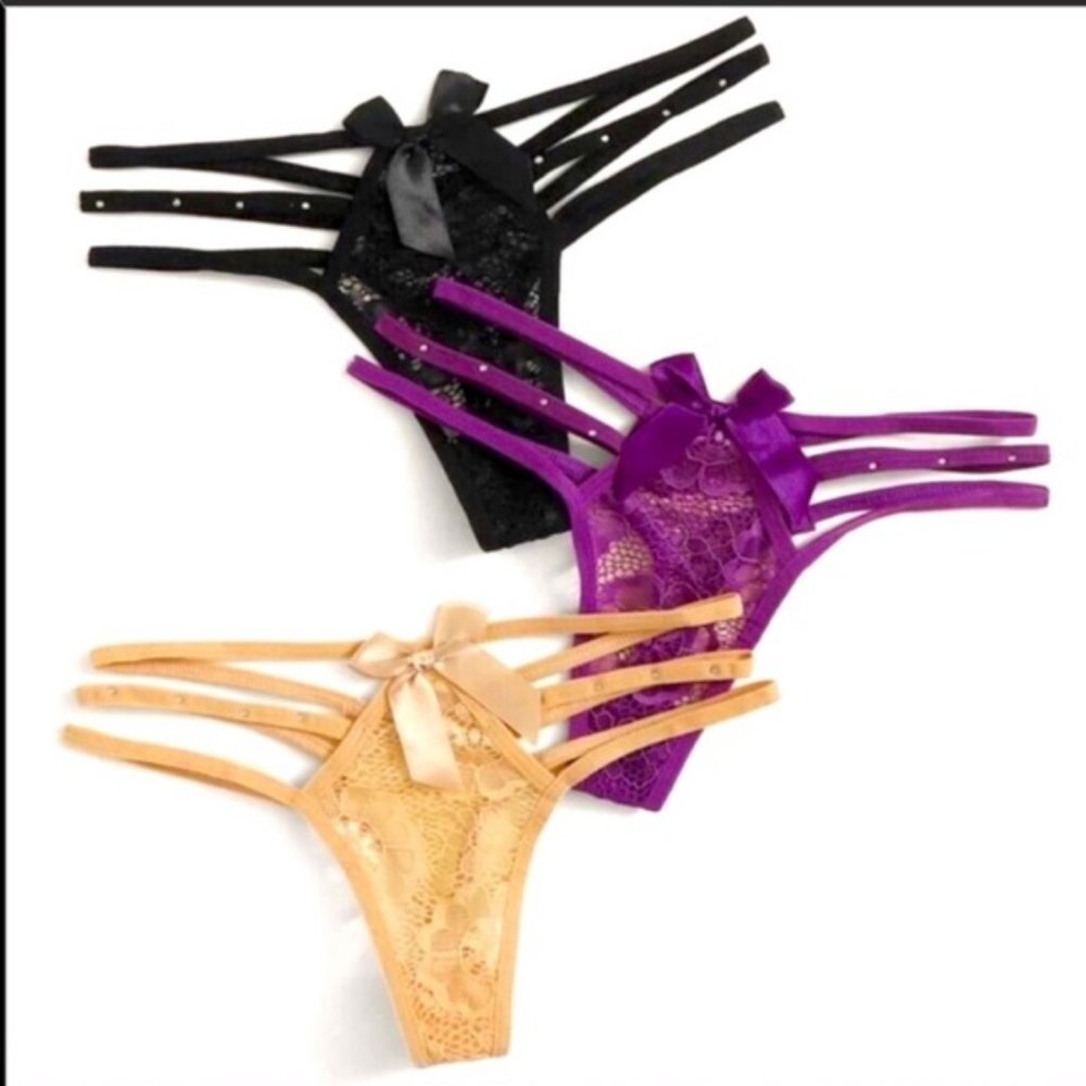 SOLD COPY - 2 pack one size strappy lace thong - Picture 1 of 3